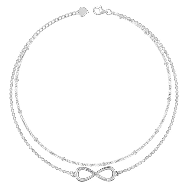 GIVA 925 Silver Infinite Glow Anklet | Gifts for Women and Girls | With Certificate of Authenticity and 925 Stamp | 6 Months Warranty