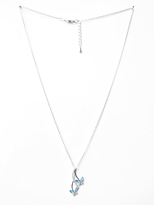 Clara 925 Sterling Silver Butterfly Pendant Earring Chain Bracelet Ring Jewellery Set | Rhodium Plated, Swiss Zirconia | Gift for Women & Girls - Image 2