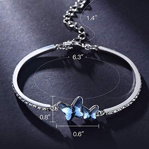 Shining Diva Fashion Valentine Gift Girlfriend Wife Stylish Blue Crystal Silver Platinum Plated Cubic Zirconia Charm Bracelet for Women Girls (vg10958b) - Image 2
