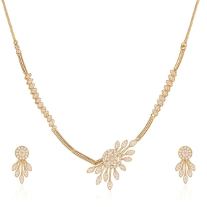 Nilu's Collection Rose Gold Plated AD Stone Jewellery Set for Women, Girls | Special Ocassion, Wedding, Engagement, Dating | Anti Tarnish | Anti Allergy | Necklace and Earring Set | Gift for Her