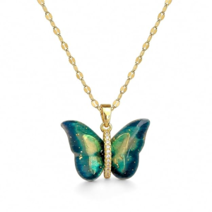 MEENAZ Butterfly Pendant Necklace for Women & Girls Stylish Golden Necklace | Neck Chain | Locket | Modern Design | Birthday & Special Occassion Gift Aesthetic Jewellery Accessories anti tarnish