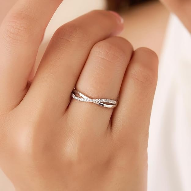 ZAVYA 925 Silver Infinite Sparkle of Love Adjustable Rhodium Plated Ring | Gift for her, Gifts for Women & Girls | With Certificate of Authenticity and 925 Stamp - Image 3