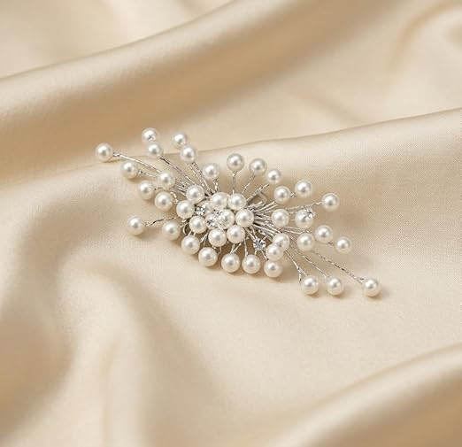 FEYA Hair Accessories For Women's & Girls For Wedding - Artificial Flowers & Pearl Style Side Juda Bun Accessories - Floral Bridal Brooch & Hair Pins - Hairstyle Decoration Bride Clips(18) - Image 3