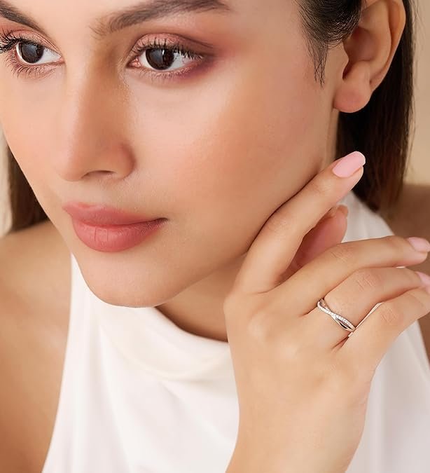 ZAVYA 925 Silver Infinite Sparkle of Love Adjustable Rhodium Plated Ring | Gift for her, Gifts for Women & Girls | With Certificate of Authenticity and 925 Stamp - Image 2