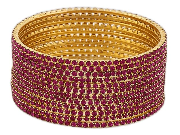 Shining Diva Fashion Set of 12 Latest Traditional Design Gold Plated Stone Bangle for Women - Image 3