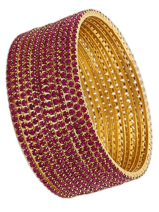 Shining Diva Fashion Set of 12 Latest Traditional Design Gold Plated Stone Bangle for Women