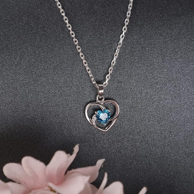 Clara 925 Sterling Silver Olesya Heart Pendant Earrings Chain Bracelet Anklet Ring for Women & Girls| Platinum Plated | Gift for her - Image 3