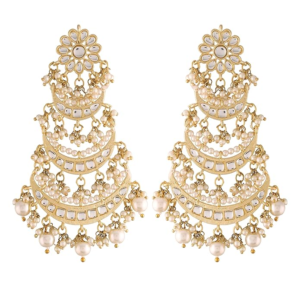 Jewels 3 Layered Beaded ChandbJewels 3 Layered Beaded Chandbali Earrings with Kundan and Pearl Work for Women (E2859-1ali Earrings with Kundan and Pearl Work for Women (E2859-1